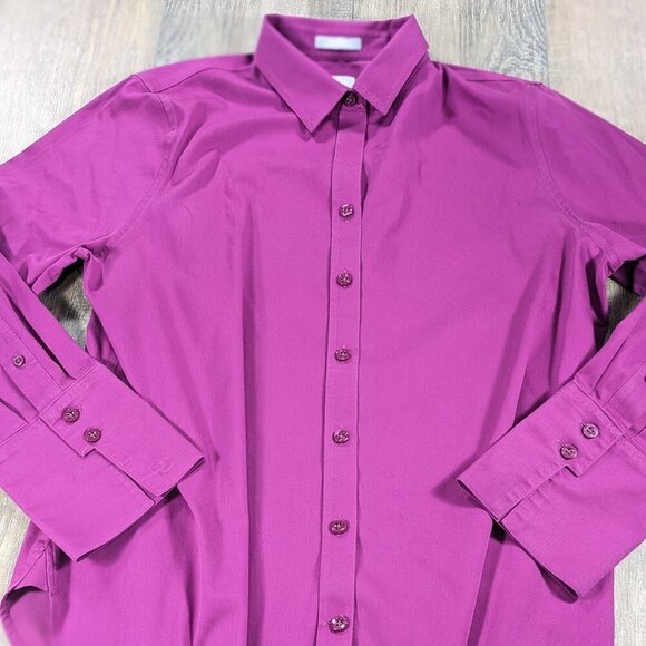 Chico's Tops - Chicos Top Womens Medium Purple No Iron Button Up Stretch Long Sleeve Career